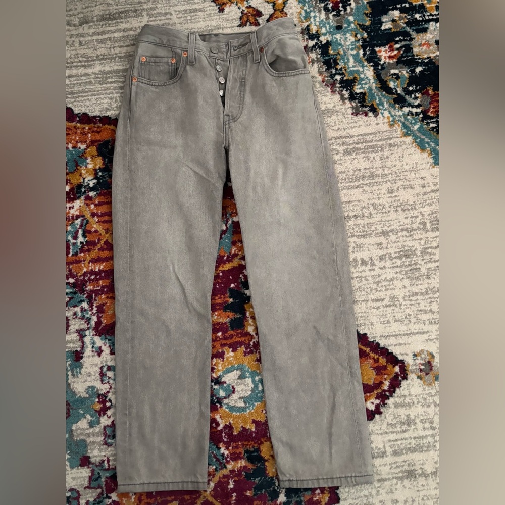 Levi's Light Gray High-Rise Button-Fly Jeans